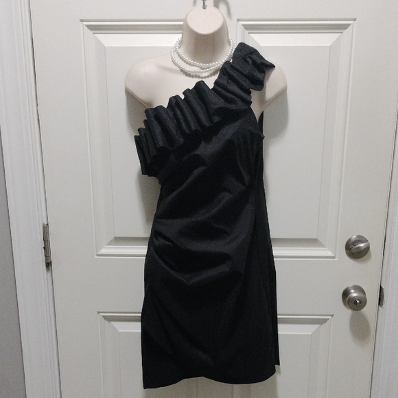 S.L. Fashion Elegant Black One-Shoulder Dress Size 12 - Picture 3 of 9